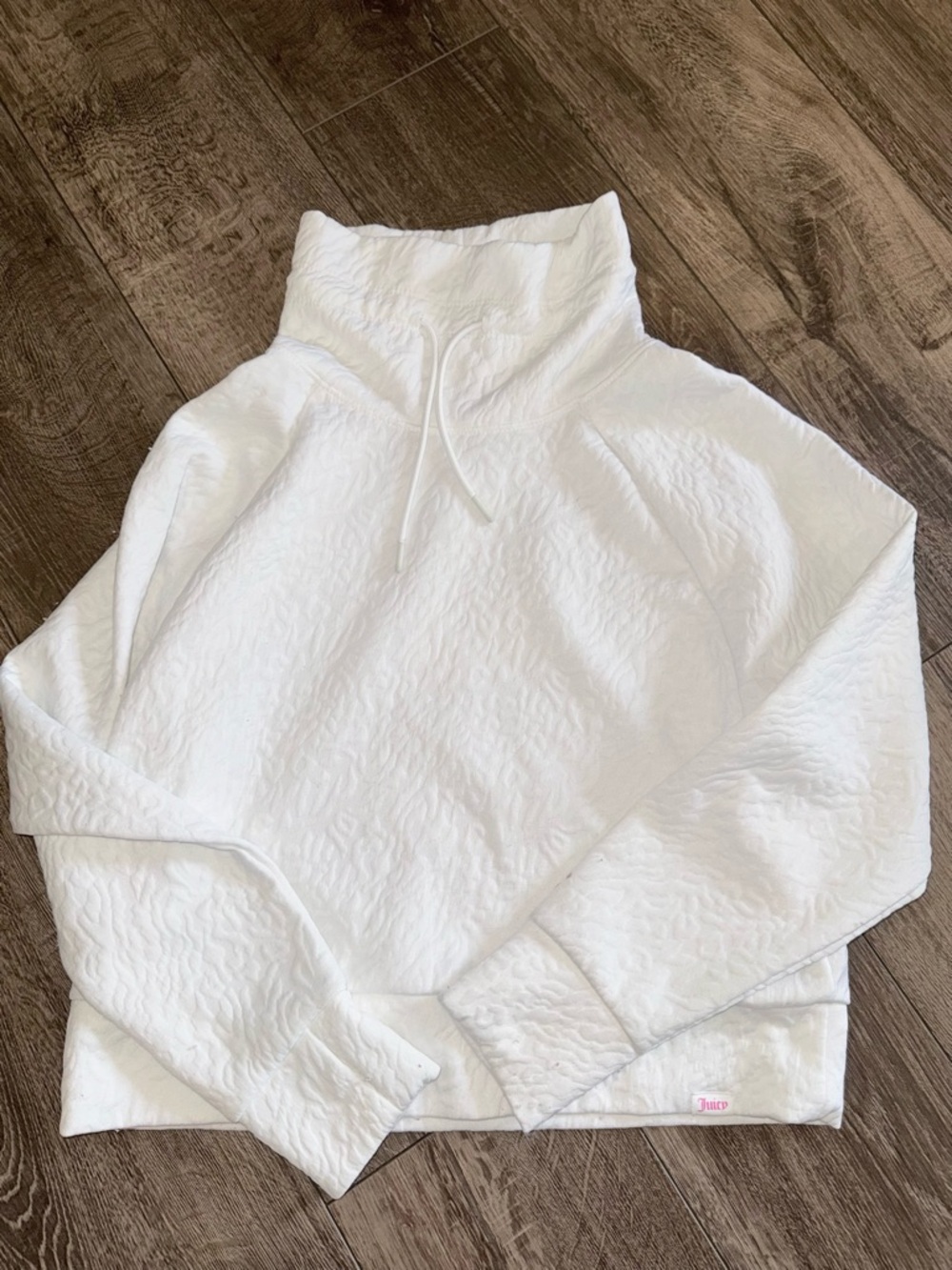 Juicy Couture White Quilted Sweatshirt - Size Small